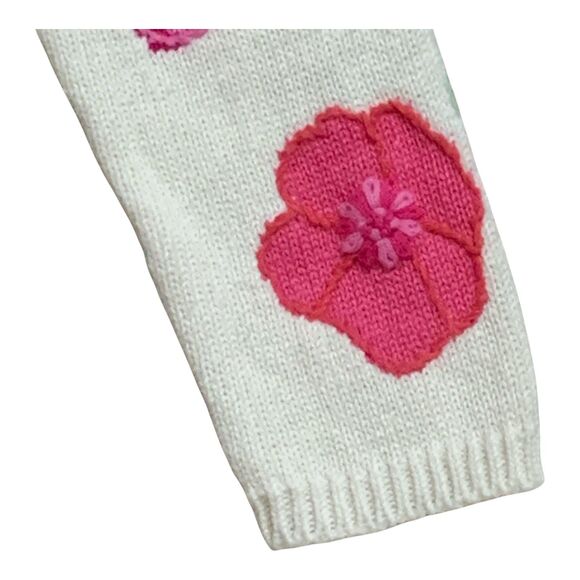 Vintage Eagle's Eye Cardigan Women's LG Pink Embroidered Flowers Knit Sweater - Picture 4 of 15